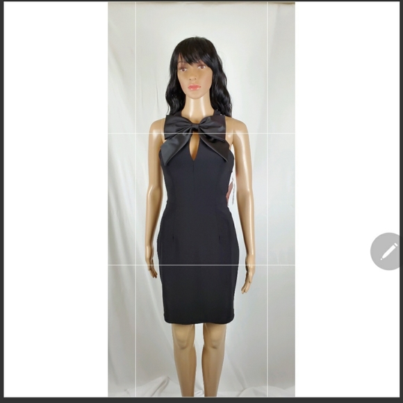 Xscape Bow front keyhole halter neck black dress s - Picture 5 of 8